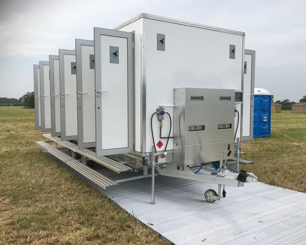 12-Bay Shower Units | Blue Loos Event Hire | Cheshire