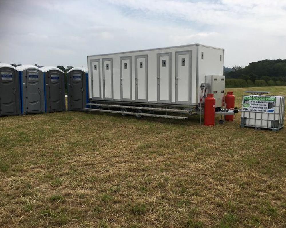 12-Bay Shower Units | Blue Loos Event Hire | Cheshire