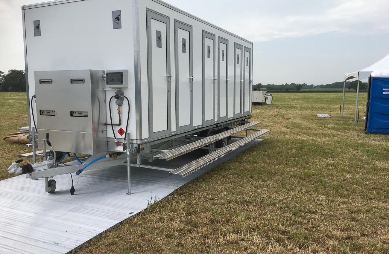 12-Bay Shower Units | Blue Loos Event Hire | Cheshire