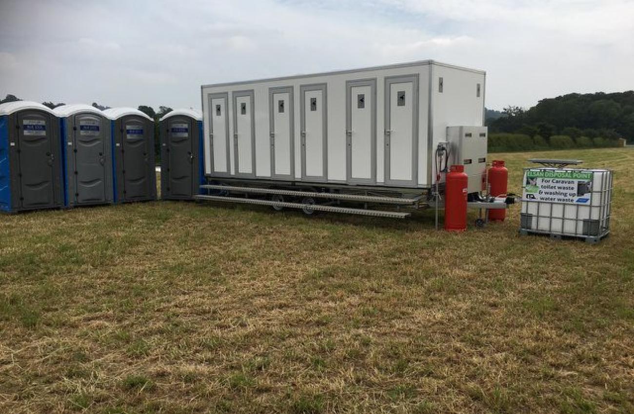 12-Bay Shower Units | Blue Loos Event Hire | Cheshire