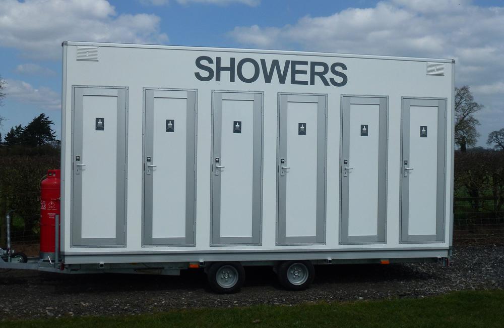 6-Bay Shower Units | Blue Loos Event Hire | Cheshire