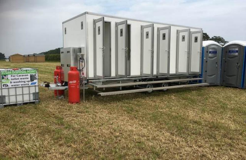 12-Bay Shower Units | Blue Loos Event Hire | Cheshire